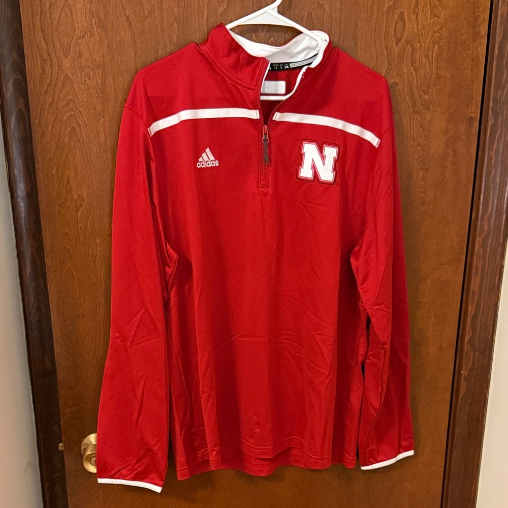 Adidas Nebraska Red and White Quarter-Zip Top
